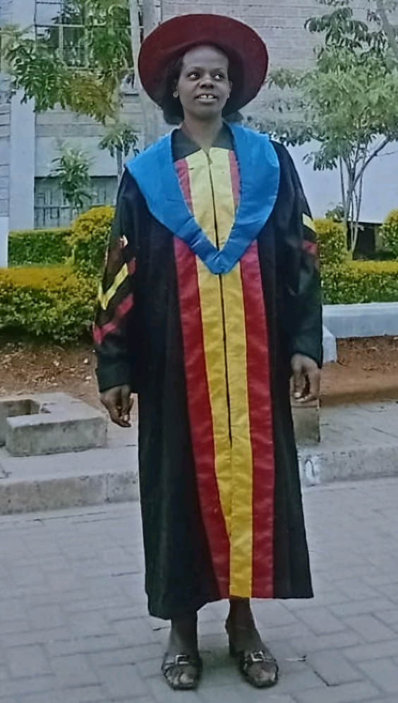 Dr. Eunice Nduta Maina in doctoral academic regalia